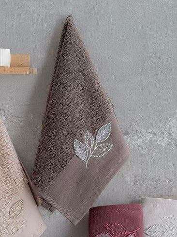 NURPAK Nurpak Pırıltı Yaprak Handdoek 30 x 50 Cm | Antraciet