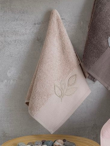 NURPAK Nurpak Pırıltı Yaprak Handdoek 30 x 50 Cm | Beige