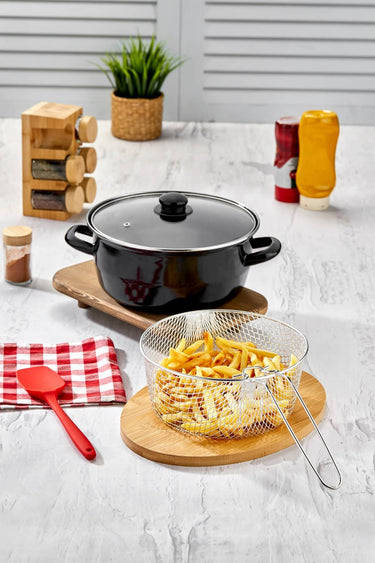 polochef Emaille - Frituurpan 24 Cm | Zwart