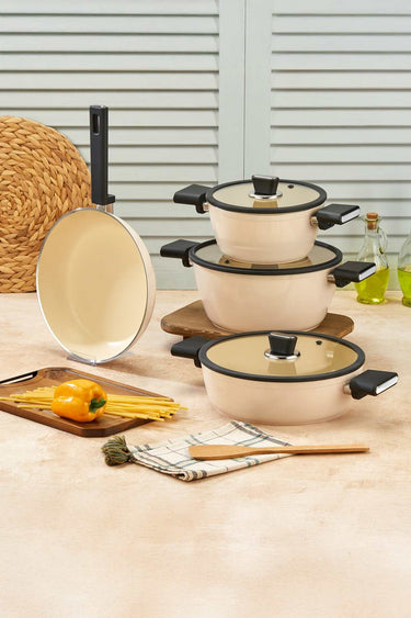 polochef Vista Seramik 7 Delige Pannen set Beige