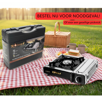 Roland Mobiele Gaskookstel - Camping kooktoestel - Picknick gasfornuis - Noodpakket gas