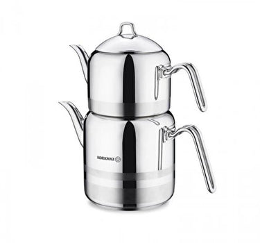 Korkmaz Largo Theepotset 4-dlg - Turkse authentieke theepot RVS ( 2,3 / 4,2 Liter )