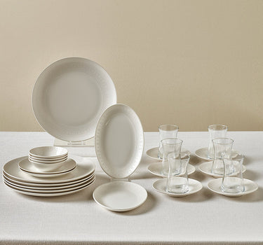 Karaca Artiste Bone China Ontbijtset 20-delig | 6 personen – Wit