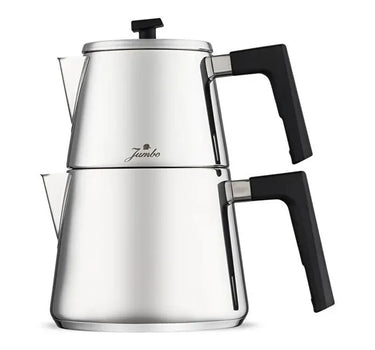 Jumbo Dynamic Steel Teekannen-Set | Authentische türkische Teekanne aus Edelstahl (1,0 / 1,9 Liter)
