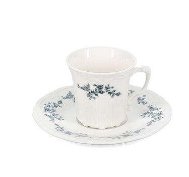 Flower Retro Black Cappuccino/Nescafeset 12-Delig | 6-Persoons