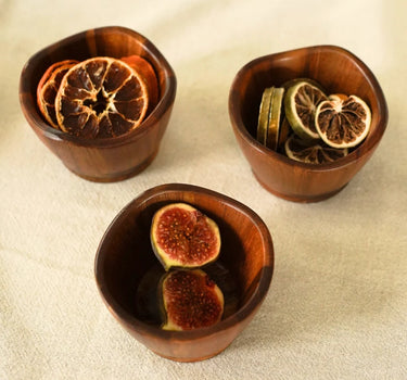 Toscana Schaaltjes / snackschalen Set van 4 golvende | Acaciahout