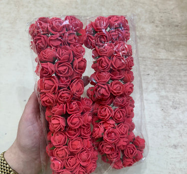 Kunstmatige rozenbloemkoppen – 12 stuks Rood kunstrozen van schuim voor doe-het-zelf bruidsboeketten, tafeldecoraties, bloemstukken, feesten, babyshowers en woondecoratie (met steel, rood ).