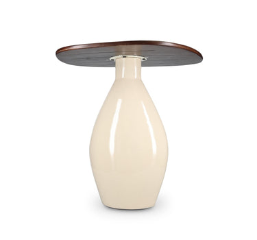 Mio Bijzettafel 50x45xH50cm met houten blad ivory