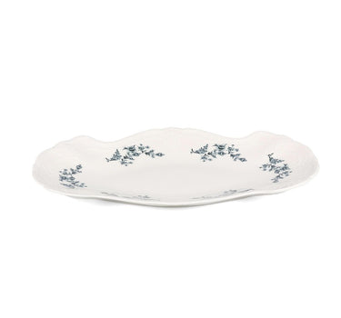 Serveerschaal 39x25cm black flower Retro