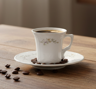 Flower Retro Brown Espresso- / mokkaset 12-Delig | 6-Persoons