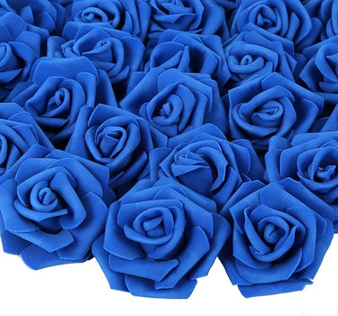 Kunstmatige rozenbloemkoppen – 6 stuks Donker blauw kunstrozen van schuim voor doe-het-zelf bruidsboeketten, tafeldecoraties, bloemstukken, feesten, babyshowers en woondecoratie (zonder steel, Donker Blauw).