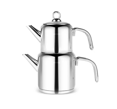 Karaca Nieuwe Mani Theepot Set | Turkse Authentiek Theepot RVS ( 1,0 / 2,0 Liter )