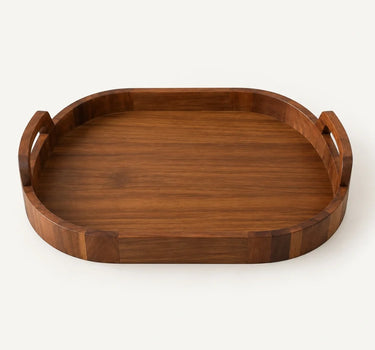 Oval Acacia Wood Tray with Handles | 40 x 28 cm