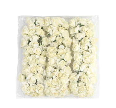 Peper Flower Kunstmatige bloemen – Set van 6 - Cream White met Steel voor Bruidsboeketten, Tafeldecoratie, Bloemstukken, Feesten, Babyshowers en Woondecoratie
