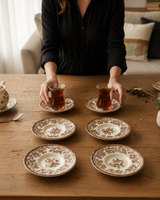 New Vintage Brown Teeuntertassen | 6-teilig