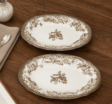 New Vintage Brown Serving Plates 21 cm | Set of 2