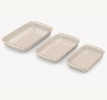 Rechthoek ovenschalen beige | Set van 3