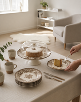 New Vintage Brown Kuchenset 8-teilig | Für 6 Personen (Kuchengeschirr)