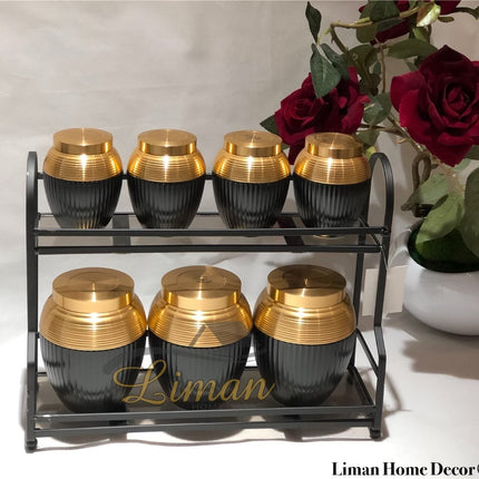 ACR ACR Alya Kruidenset met Stand 8 Delig Mat Zwart - Gold