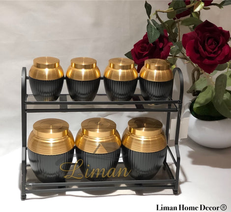 ACR ACR Alya Kruidenset met Stand 8 Delig Mat Zwart - Gold