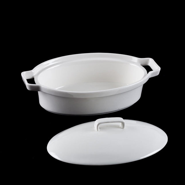 ACR ACR Bianco perla Ovenschaal Ovaal met Deksel 17 Cm