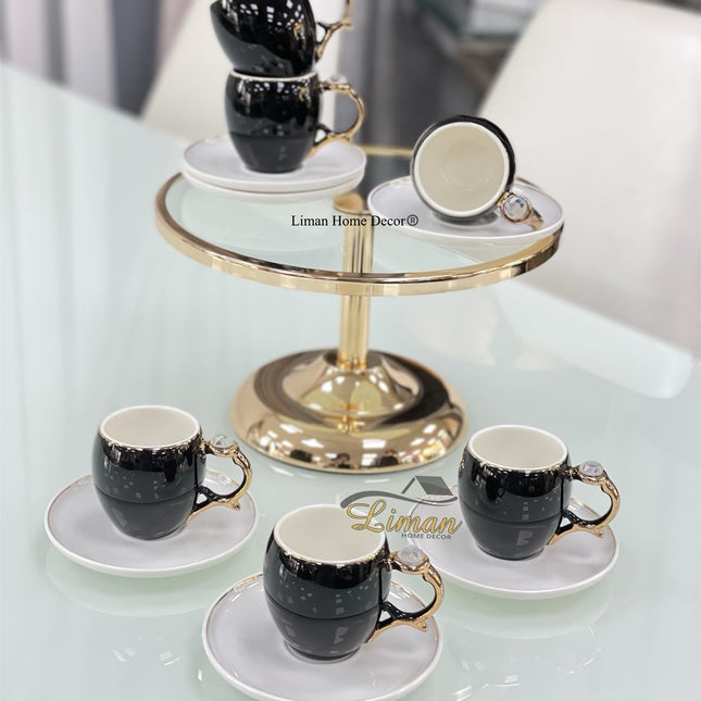 ACR ACR Noir Espressoset 12 Delig | 6 Persoons Zwart / Wit