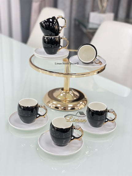 ACR ACR Noir Espressoset 12 Delig | 6 Persoons Zwart / Wit