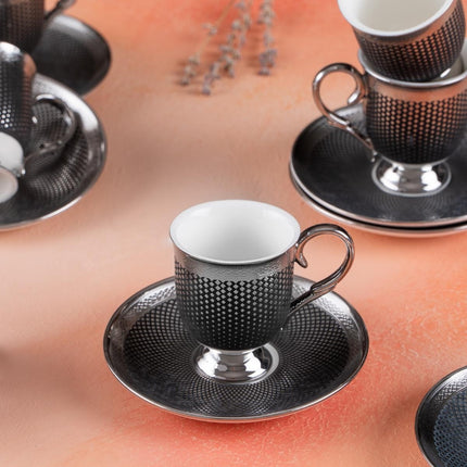 ACR ACR Nova Silver Espressoset 12 Delig | 6 Persoons Zwart