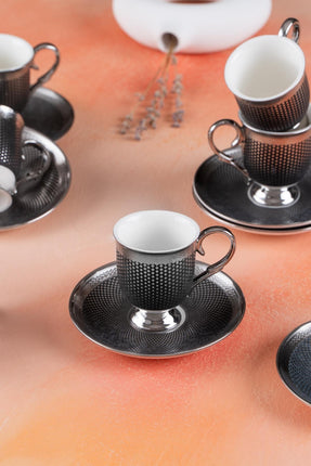 ACR ACR Nova Silver Espressoset 12 Delig | 6 Persoons Zwart