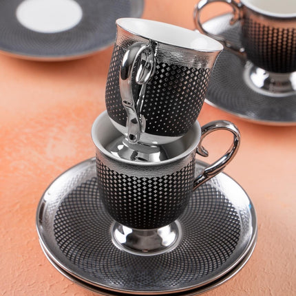 ACR ACR Nova Silver Espressoset 12 Delig | 6 Persoons Zwart