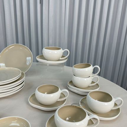 ACR Liman New Cupido Beige Ontbijtset 33 delig | 6 Persoons (Barles) | Japandi Organisch Vorm