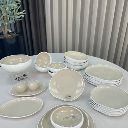 ACR Liman New Cupido Beige Serviesset 29 Delig | 6 Persoons (Barles) | Japandi Organisch Vorm