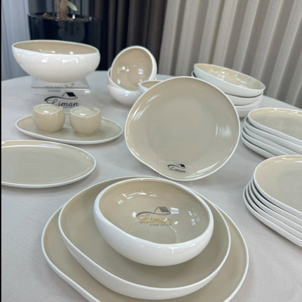 ACR Liman New Cupido Beige Serviesset 29 Delig | 6 Persoons (Barles) | Japandi Organisch Vorm