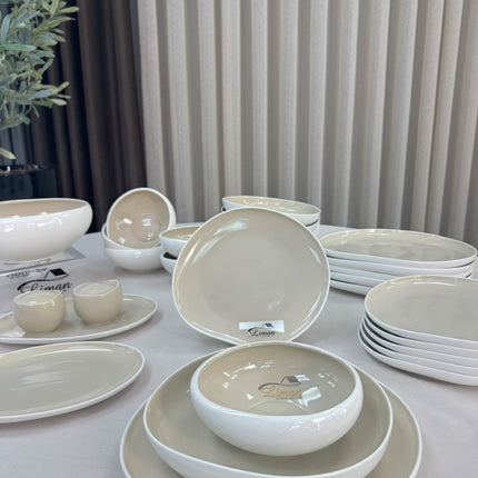 ACR Liman New Cupido Beige Serviesset 29 Delig | 6 Persoons (Barles) | Japandi Organisch Vorm