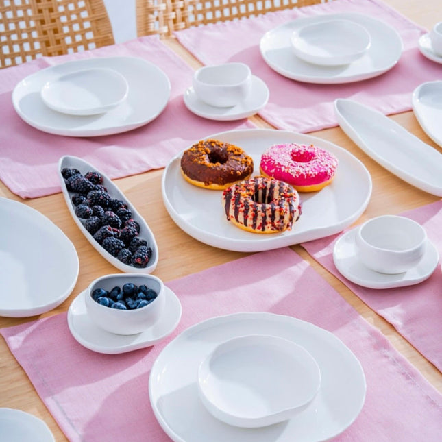 ACR Liman New Cupido Wit Ontbijtset 33 delig | 6 Persoons (Barles) | Japandi Organisch Vorm