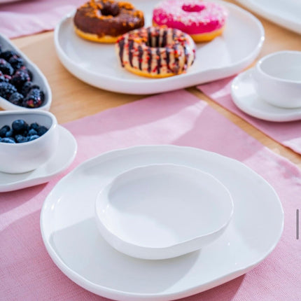 ACR Liman New Cupido Wit Ontbijtset 33 delig | 6 Persoons (Barles) | Japandi Organisch Vorm