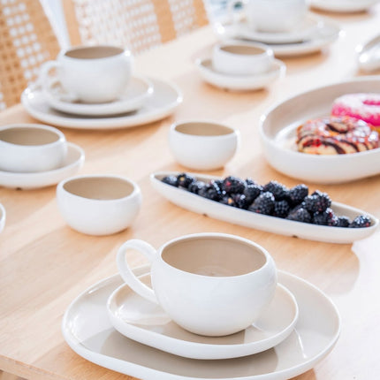 ACR New Cupid Beige Ontbijtset 33 delig | 6 Persoons (Barles) | Japandi Organisch Vorm