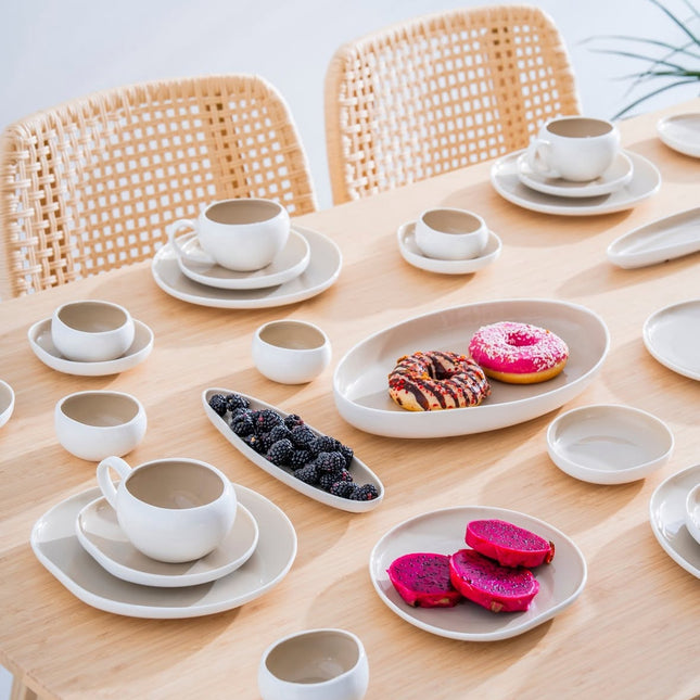 ACR New Cupid Beige Ontbijtset 33 delig | 6 Persoons (Barles) | Japandi Organisch Vorm