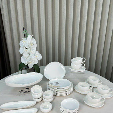 ACR New Cupid Wit Ontbijtset 33 delig | 6 Persoons (Barles) | Japandi Organisch Vorm