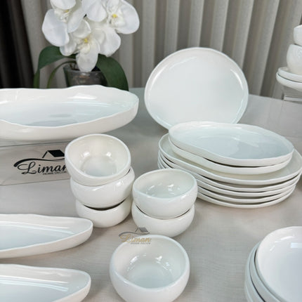 ACR New Cupid Wit Ontbijtset 33 delig | 6 Persoons (Barles) | Japandi Organisch Vorm