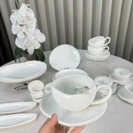 ACR New Cupid Wit Ontbijtset 33 delig | 6 Persoons (Barles) | Japandi Organisch Vorm