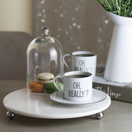 AKAYEV MARMER SERVEERSCHAAL 28CM ZILVER