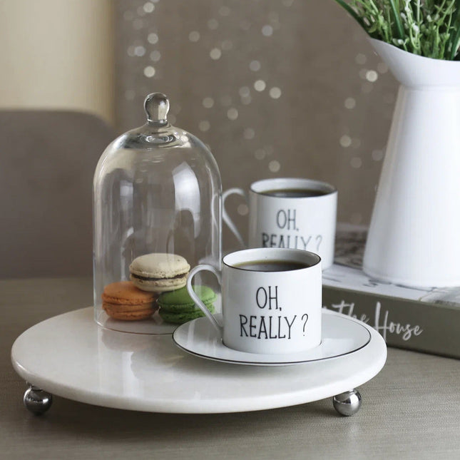 AKAYEV MARMER SERVEERSCHAAL 28CM ZILVER