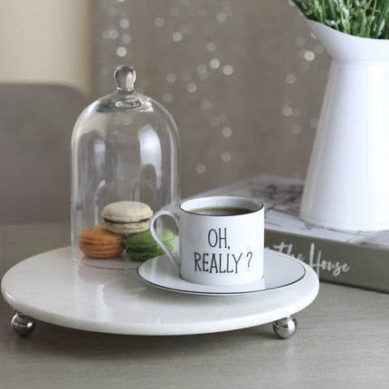 AKAYEV MARMER SERVEERSCHAAL 28CM ZILVER