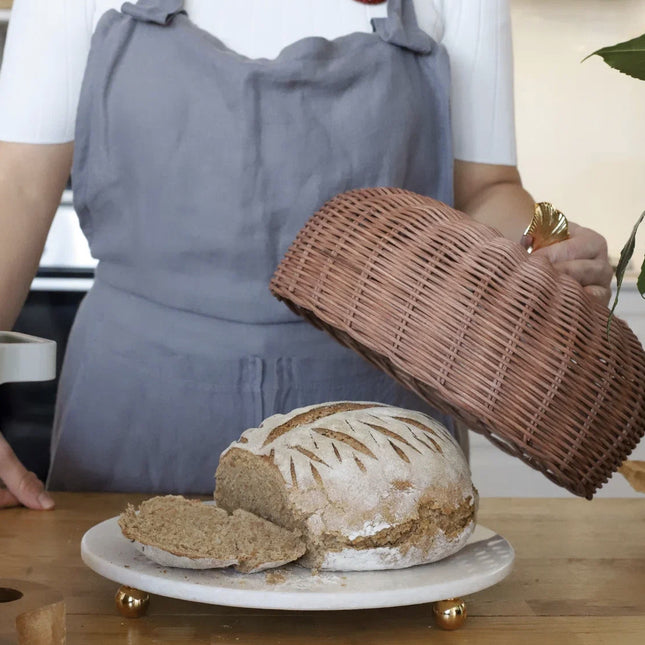 AKAYEV MERMER TAARTPLATTEAU GINKGO RATTAN 28CM