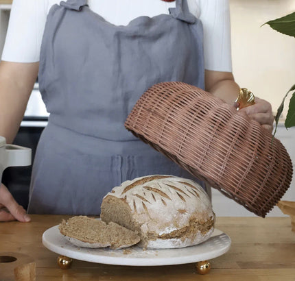 AKAYEV MERMER TAARTPLATTEAU GINKGO RATTAN 28CM