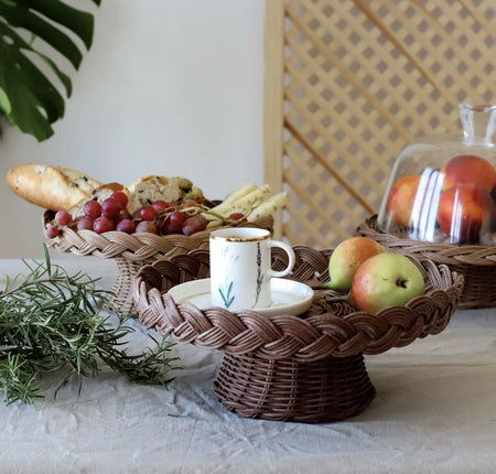 AKAYEV RATTAN 30CM TAARTPLATTEAU MET VOET