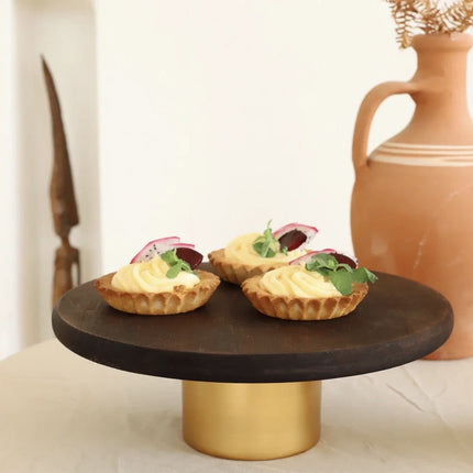 AKAYEV WOOD TAARTPLATTEAU 28CM GOLD