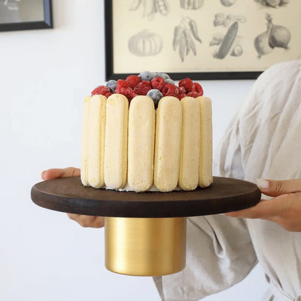 AKAYEV WOOD TAARTPLATTEAU 28CM GOLD