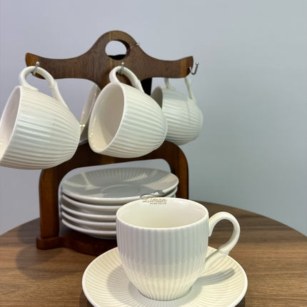 Bavary Line koffieset met acacia hout stand